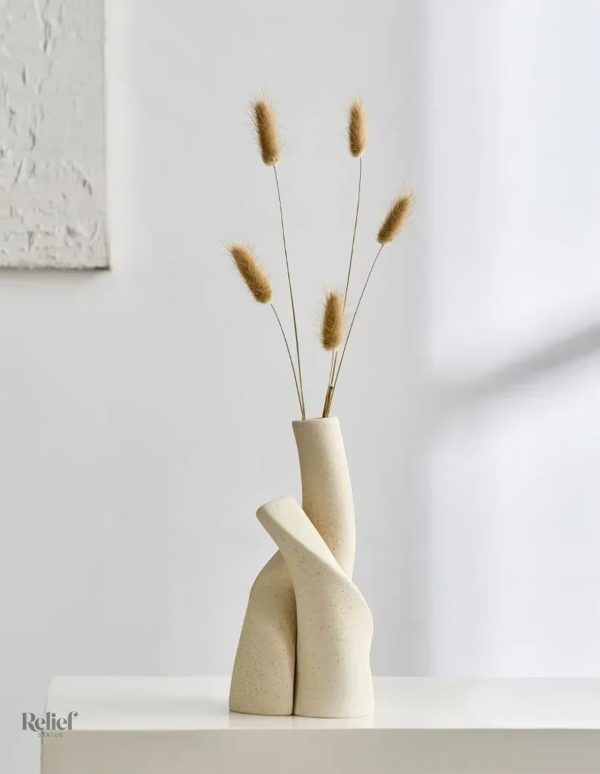 Accessoire de décoration moderne, vase nordique 20 cm en beige