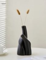 Vase nordique noir en céramique de 20 cm, design élégant
