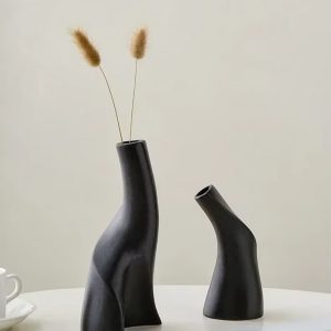 Céramique noir, vase nordique, 20 cm, décoration moderne