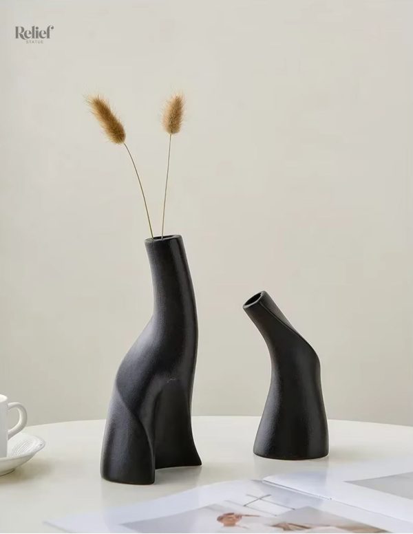 Céramique noir, vase nordique, 20 cm, décoration moderne