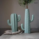 Vase cactus en céramique 24 cm et 29 cm, décoration moderne