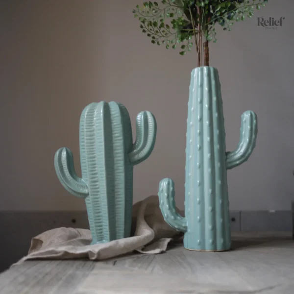 vintage-matte-green-cactus-large-vase-ceramic-planter-1 Vase cactus en céramique 24 cm et 29 cm, décoration moderne