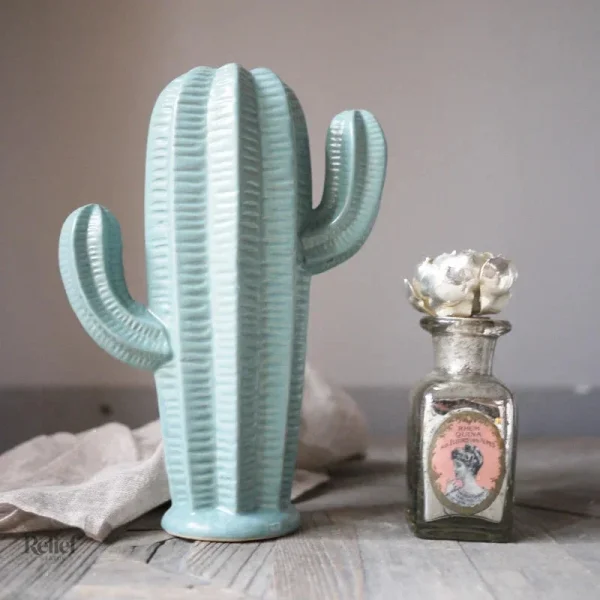Vase décoratif cactus céramique, style contemporain et chic
