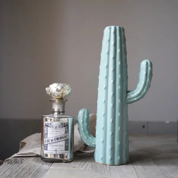Cactus en céramique : vase décoratif 24 cm et 29 cm