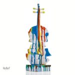 Art actuel, violoncelle stylisé en sculpture moderne