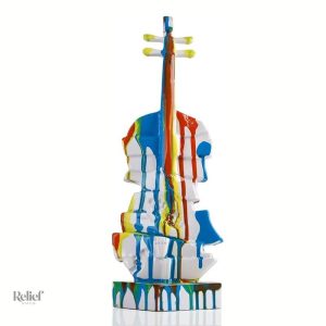Art actuel, violoncelle stylisé en sculpture moderne